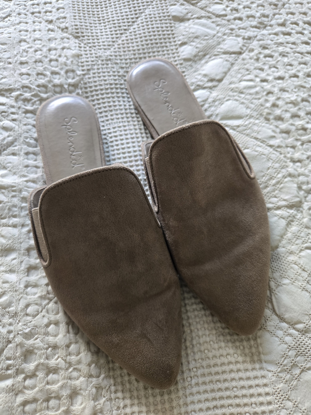 Splendid Leeza Women's Taupe faux Suede Pointed-Toe Slide Mules Normcore 8
